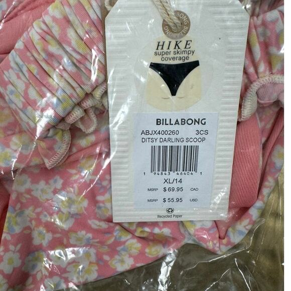 NWT Billabong Women Ditsy Darling Scoop Hike Super Skimpy Coverage Bikini Bottom - Picture 5 of 9